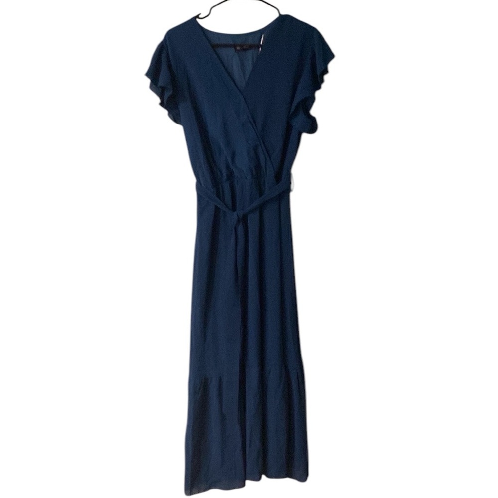 Pretty Garden Dark Aqua Country Ruffled Maxi Dress, Size L, NWT